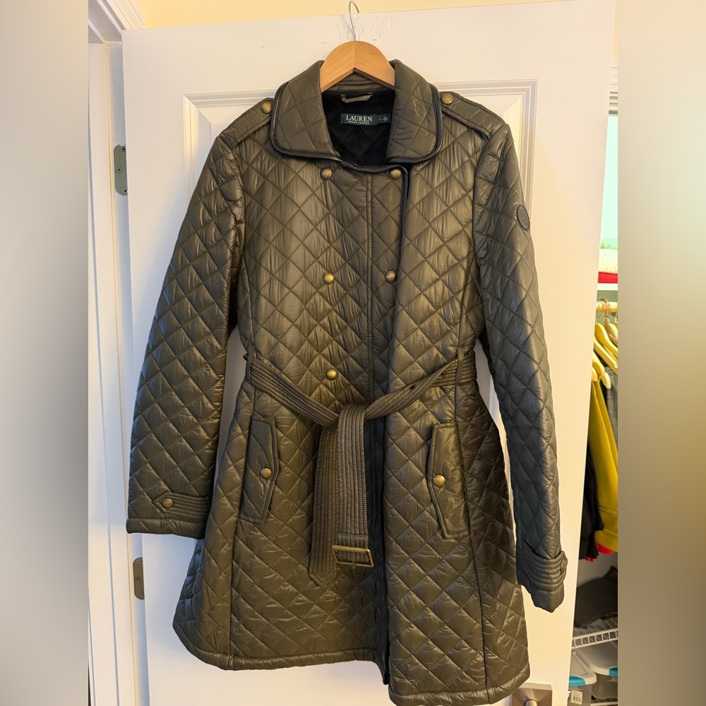 Ralph Lauren Olive Quilted Puffer Coat